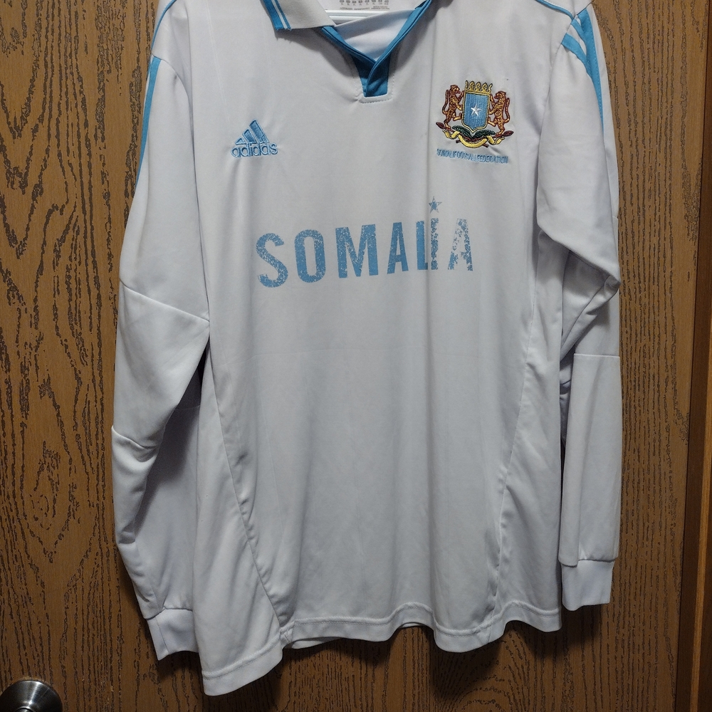 Adidas Somalia White and Light Blue Soccer Jersey  P